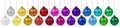 Christmas balls many baubles banner decoration ornaments hanging isolated on white Royalty Free Stock Photo