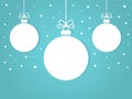 Christmas balls ornaments on blue snowing background Royalty Free Stock Photo