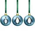 Christmas balls with penguins family