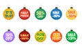 Christmas balls with promotional offers.