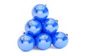 Christmas balls pyramid. New Year and Merry Xmas concept, 3D rendering Royalty Free Stock Photo