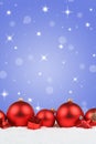 Christmas balls red decoration portrait format snow winter stars