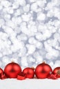 Christmas balls red decoration snow winter background portrait f