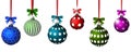 Christmas balls with ribbon and bows for you design Royalty Free Stock Photo