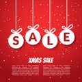 Christmas balls sale poster template. Xmas sale background. Royalty Free Stock Photo