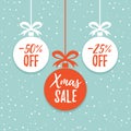 Christmas balls sale. Xmas sale background. Winter holiday disco Royalty Free Stock Photo