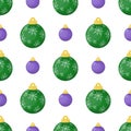 Christmas balls seamless pattern colorful xmas decoration winter holiday shiny decorative sphere vector illustration. Traditional Royalty Free Stock Photo