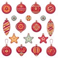 Christmas balls. Set of color Christmas toys. Royalty Free Stock Photo