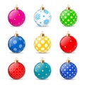 Christmas balls set isolated on white background. Holiday christmas toy for fir tree. Vector illustration. Royalty Free Stock Photo