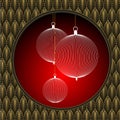 Christmas balls set on red background and pop art frame. Royalty Free Stock Photo