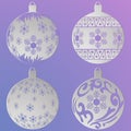 Christmas balls set with a snowflakes and curls , cut out of paper Royalty Free Stock Photo