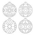 Christmas balls. Stencil. Vector outline image on a white background.