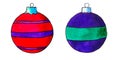 Christmas balls set. Watercolor illustration Royalty Free Stock Photo