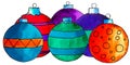 Christmas balls set. Watercolor illustration Royalty Free Stock Photo