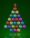 Christmas balls in the shape of a stylized tree