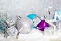 Christmas balls on snow Royalty Free Stock Photo