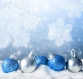 Christmas balls and snowflake on abstract background Royalty Free Stock Photo