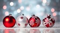 Christmas balls and snowflake on abstract background, Generative AI Royalty Free Stock Photo