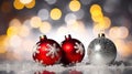 Christmas balls and snowflake on abstract background, Generative AI Royalty Free Stock Photo