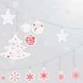 Christmas balls and snowflake on silver background Royalty Free Stock Photo