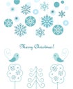 Christmas balls and snowflakes background