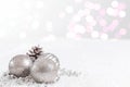 Christmas balls with stars against a Blurred background