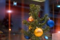 Christmas balls on the Christmas tree branch Royalty Free Stock Photo