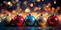 Christmas balls, Christmas tree decorations on a background of fireworks. festive background for Christmas, New Year