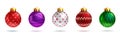 Christmas balls vector set design. 3d realistic xmas decoration balls with creative patterns and colors. Royalty Free Stock Photo