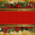 Christmas banner. Background Xmas design of superb garland