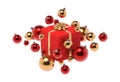 Christmas banner with balls and gifts 3D rendering Royalty Free Stock Photo