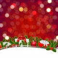 Christmas Banner With Bokeh And Firtree Frame