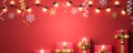 Christmas banner with copy space. Background Xmas design of sparkling lights garland Royalty Free Stock Photo