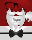 Christmas banner with 3d paper cutout hat, mustache, beard of Santa Claus Royalty Free Stock Photo