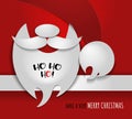 Christmas banner with 3d paper cutout hat, mustache, beard of Santa Claus Royalty Free Stock Photo
