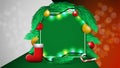 Christmas banner with empty space for your text, Xmas sparkling lights garland with Christmas tree branches and balls