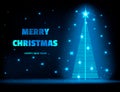 Christmas banner with glowing neon fir tree3