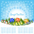 Christmas banner greeting card with branches of spruce, snowflakes,