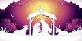 Christmas Banner Nativity sunset Scene