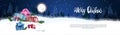 Christmas Banner With Nigth Winter Forest Gift Boxes In Snow Landscape Holidays Decoration Concept Royalty Free Stock Photo