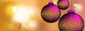 Christmas Banner with purple christmas balls and sparkle lights - vector Royalty Free Stock Photo