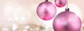 Christmas Banner with purple christmas balls and sparkle lights - vector Royalty Free Stock Photo