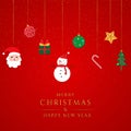 Christmas banner red background cartoon design Royalty Free Stock Photo