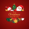 Christmas banner red background cartoon element center frame Royalty Free Stock Photo