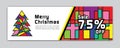 Christmas banner, Sale banner template, Horizontal christmas posters, cards, headers, website, colorful background, vector