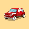 Christmas Banner With Santa Claus is Driving the Car Background Vector