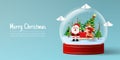 Christmas banner of Santa Claus and reindeer in snow globe Royalty Free Stock Photo