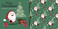 Christmas banner and seamless pattern of santa clause and Christmas tree Royalty Free Stock Photo