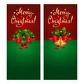 Christmas banner set with red bow, fir branches, Christmas bells Royalty Free Stock Photo