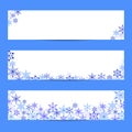 Christmas banner. Set of three banners with colorful winter background made of blue snowflakes Royalty Free Stock Photo